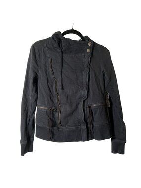 Free People Carmen Washed Black Moto Jacket Women's Size X-Small XS